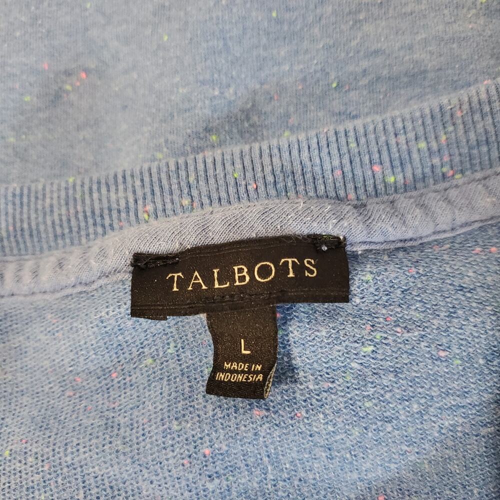 Talbots Women's L Nautical Anchor Confetti Speckled Crew Neck Blue Sweatshirt - Picture 8 of 10